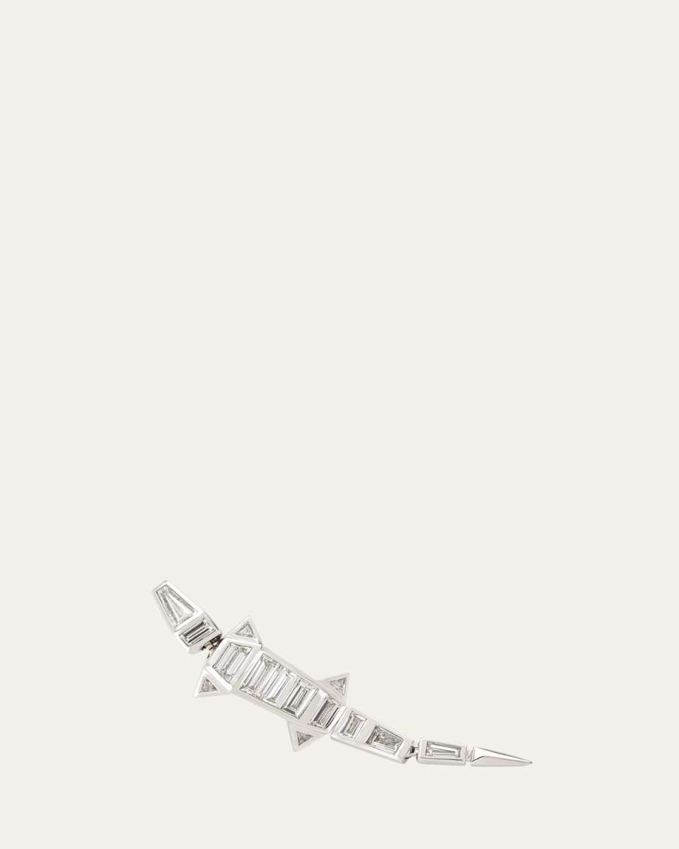 18K White Gold Diamond Alligator Earring, Single